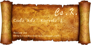 Csákó Kornél névjegykártya